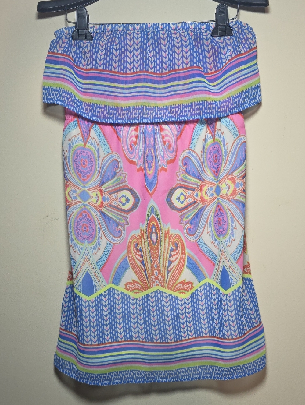 Red Camel Strapless Dress Size M | Boho Paisley Print - Picture 2 of 7